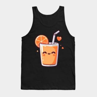 Cute Orange Juice in Kawaii Style with a Heart | Kawaii Food Art for Kawaii Lovers Tank Top